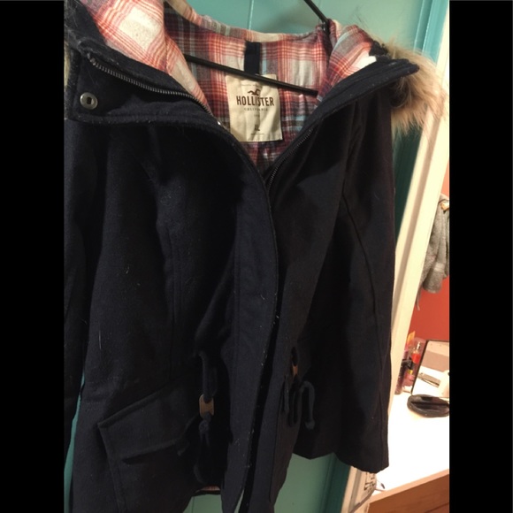 Hollister Jackets & Blazers - Navy fur Hollister coat